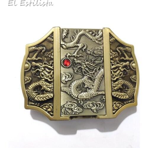 2021 New Arrival Mens Dragon Lighter Belt Buckle Punk Rustic Metal Accessories for 4cm Width PU Belt Cowboy Heavy Pin Buckles