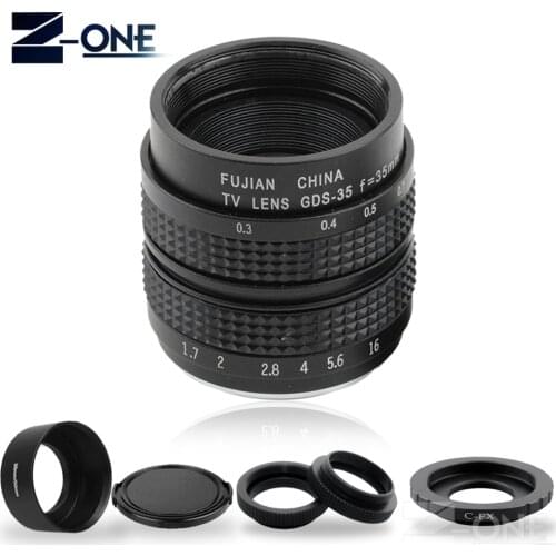 FUJIAN 35mm F1.7 CCTV Movie lens+C Mount +Macro ring+Lens hood for Fuji Fujifilm X-E2 X-E1 X-Pro1 X-M1 X-A3 X-A2 X-A1 X-T1 C-FX
