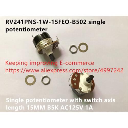 Original new 100% RV241PNS-1W-15FEO-B502 single potentiometer with switch axis length 15MM B5K AC125V 1A