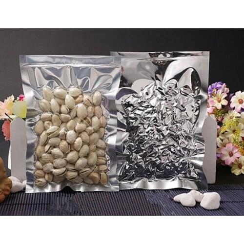 Open Top Silver Aluminum Foil Clear Packaging Bag Vacuum Food Storage Package Bags Pouches Heat Seal Packing Polybag For Grains