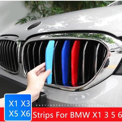 3pcs Front Grille Strip For BMW X3 E83 2003 2004 2005 2006 2007-2010 F25 G01 Motorsport Power M Performance Trim Cover Accessory