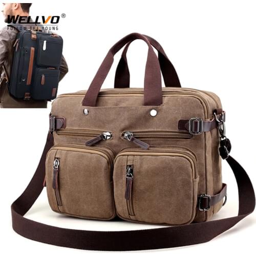 Men Canvas Briefcase Business Laptop Handbag Large Messenger Shoulder Bag Big Casual Male Tote Back Bags Travel Suitcase XA162ZC