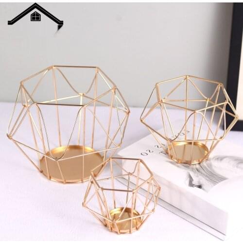Wire metal candle table decoration geometric handicraft table home wedding decoration gifts candelabra