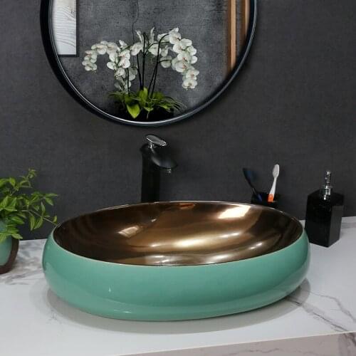 Metal glaze Nordic style art stage basin wash basin hotel toilet wash basin domestic light luxury wash basin