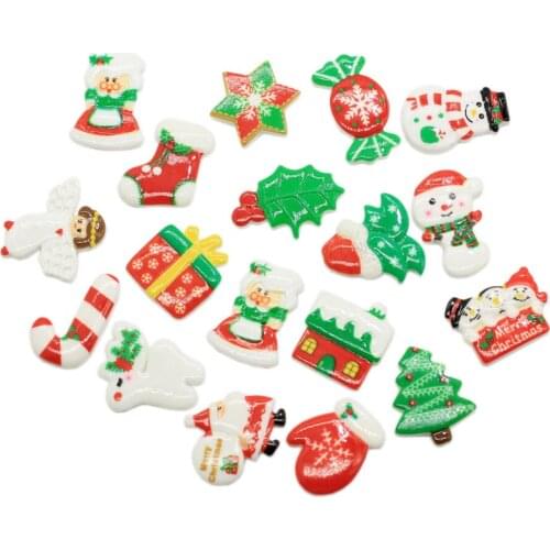 Christmas Reindeer Snowman Tree Flatback Cabochon Craft For DIY Hair Bow Center Scrapbooking Hair Decora
