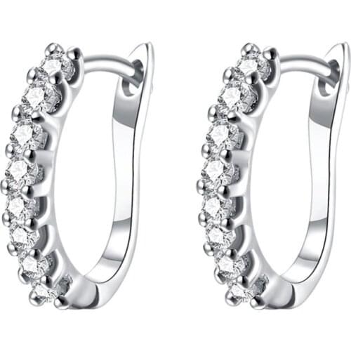 2018 new fashion jewelry, Gold plating earrings, Fashion jewelry Inlaid stone white earrings wholesale E150-B