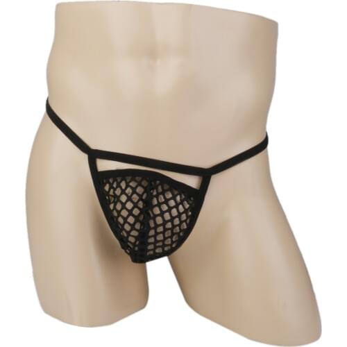 Men G-string Fishnet Mesh Pouch T-back Thong Underwear Briefs Mens Underwear Exotic Briefs Sexy G-String Tongs Intimates Solid
