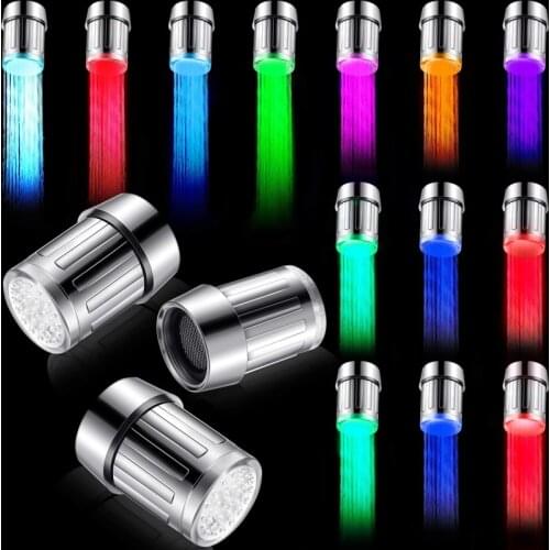 LED Faucet Water Saving Kitchen Colorful Aerator Temperature Sensor 7 Color Change Faucet Nozzle Head for Kitchen and Bathroom