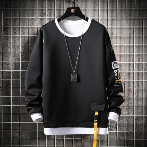 Men O-neck Sweatshirt High Street Sweatshirt Men Crewneck Hip Hop Hoodie Long Sleeve Shirt Polyester Fashion Clothing Men 2021