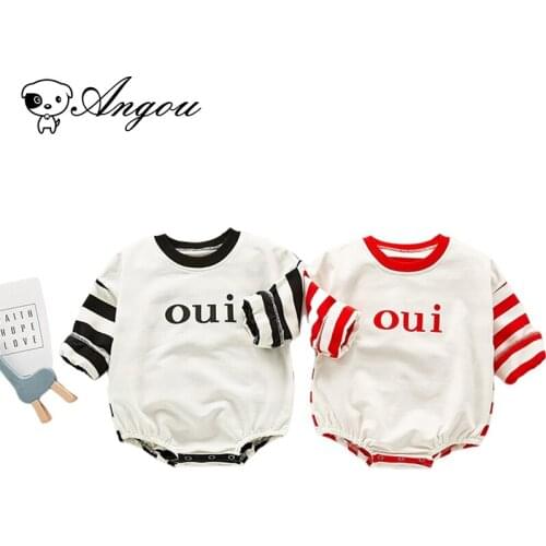 Angou Spring Autumn 0-3Y Baby Boy Jumpsuits Baby Boy Cotton Long Sleeve Striped Rompers Clothes
