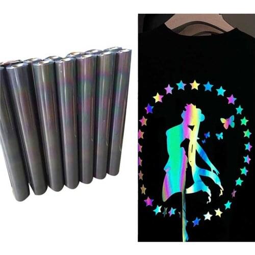 Heat Transfer Vinyl Reflective HTV Vinyl rainbow color Iron on transfer for tshirts heat press decor film easy to cut weed vinyl