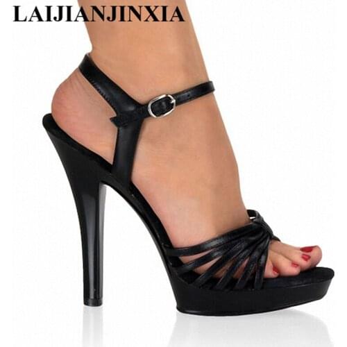 LAIJIANJINXIA zapatos mujer T-Strap Sandals Summer Plus:35-45 46 NEW 13cm thin High heels Pumps platform women shoes