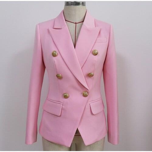 2021 Runway Designer Blazer Womens Lion Buttons White Blue Black Double Breasted Pink Orange Blazer Jacket