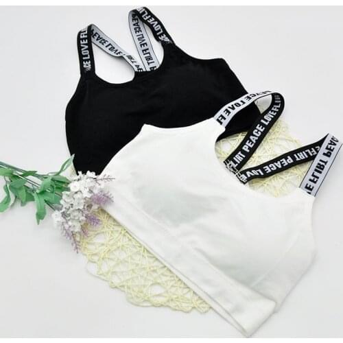 Women Sport Bra Fitness Top Letters Yoga Bra For Cup A-D Black White Running Yoga Gym Fitness Crop Top Women Push Up Sports Bras