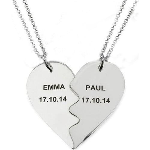 Broken Heart Pendant Necklace Jewelry Custom Two Names Best Valentines Day Gift Neckalce Jewelry Welcome Dropshipping YP2996