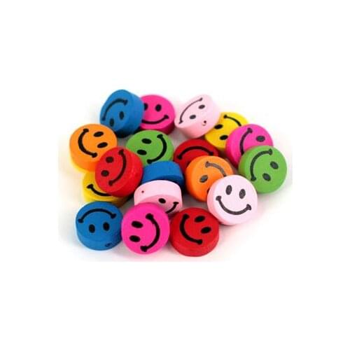 17 mm Color Round Smile Face Wood Beads DIY Accessories Mixed Color 500pcs/lot Y0240-1