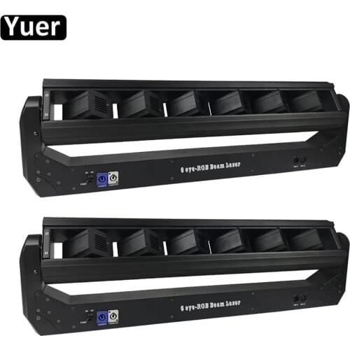 2Pcs/Lot RGB 3IN1 Laser Light 6 Eyes Moving Head Light DMX512 DJ Equipment Sound Party Disco Wedding Club Stage Effect Lighting