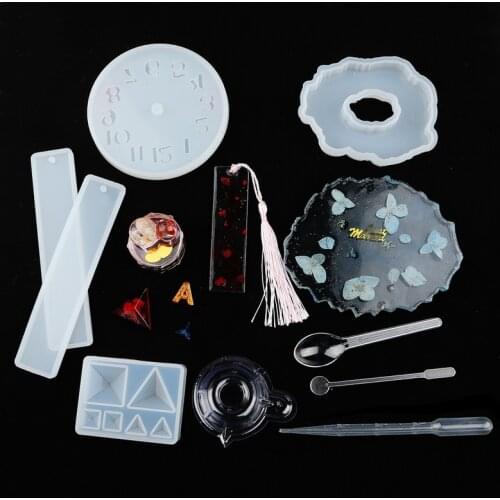 20Pcs 50Pcs DIY Epoxy Silicone Resin Molds Jewelry Making Tool Kit With Stirrers Droppers Spoons Cups for Fondant Craft Gifts