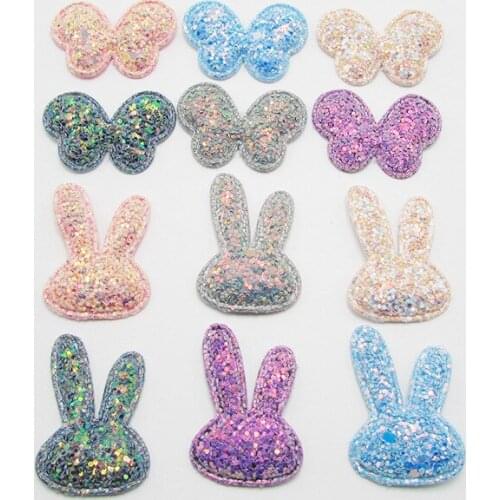 20pcs gold powder bow Padded Patches Appliques For Clothes Sewing Supplies DIY Hair Bow Decoration free shipping