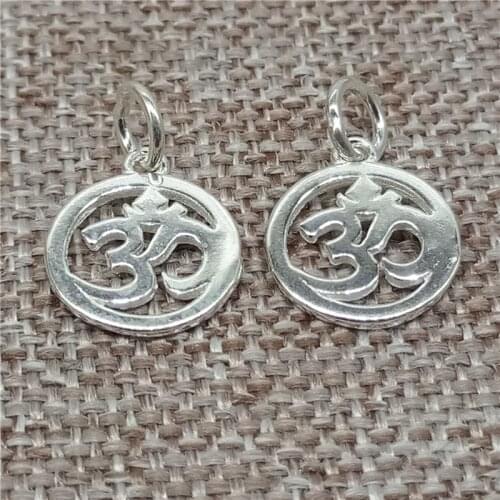 925 Sterling Silver OM Charms 11mm for Yoga Meditation Bracelet Necklace