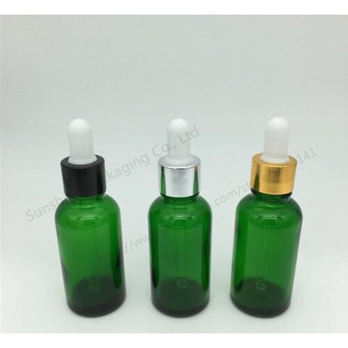 500pcs 30ml Green Glass Liquid Reagent Pipette Bottle With Eye Dropper Drop Aromatherapy 50cc Essential Oil Refillable Bottles