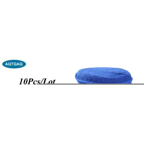 AQTQAQ 10Pcs/Lot Microfiber Car Wax Sponge Waxing Polish Wax Foam Sponge Applicator Pads Cars Vehicle Glass Clean