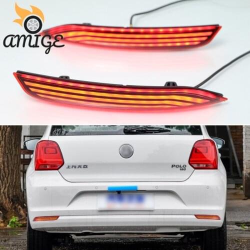 Car Rear Bumper Light For Volkswagen VW Polo 2014 2015 2016 2017 2018 LED Rear Fog Lamp Turn Signal Reflector Brake Lights