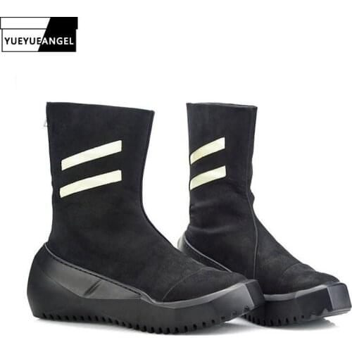 Italian 2020 New Genuine Leather Men Mid Calf Boots Personality Thick Platform 2020 New Man Footwear High Top Punk Shoes