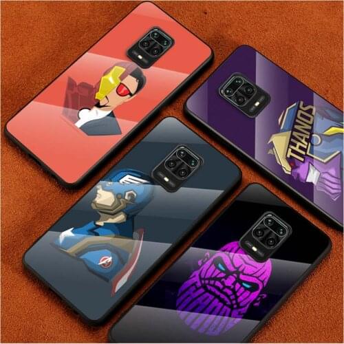 Tempered Glass Cover Marvel superhero Avatar For Xiaomi Redmi Note 10 10S 9T 9S 9 8T 8 7 Pro Max Shockproof Shell Phone Case