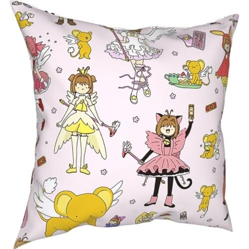 Cardcaptor Sakura Cute Pillowcover Decoration Cushions Throw Pillow for Sofa Polyester Double-sided Printing Printed