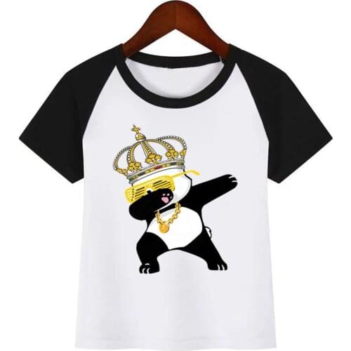 Kids Dabbing Crown Panda Cartoon Funny O-Neck T Shirt Tees Summer Tops Children Girl T-Shirt Boy/Girls Clothing