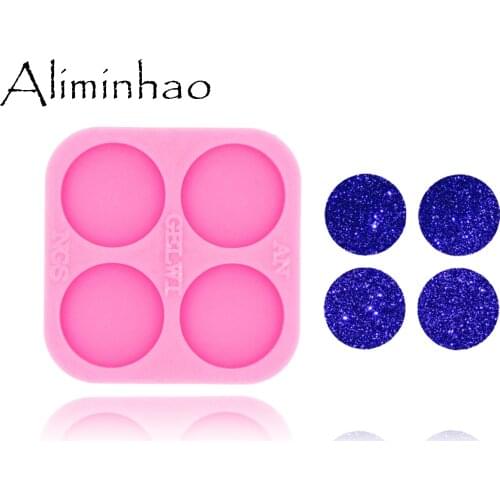 DY0451 Shiny Glossy 0.75/1.5/1.7inch Circle Shape Mould Round Silicone Epoxy Resin Mold Badge Reel As Well