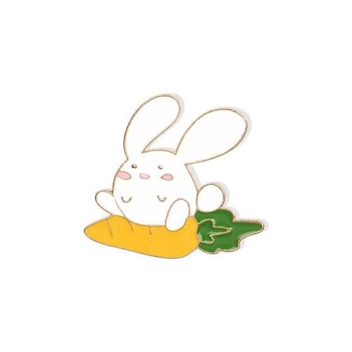 Little white rabbit loves carrots Enamel Pins and Brooches for Women Men Lapel Pin Backpack Bags Badge Kids Gifts