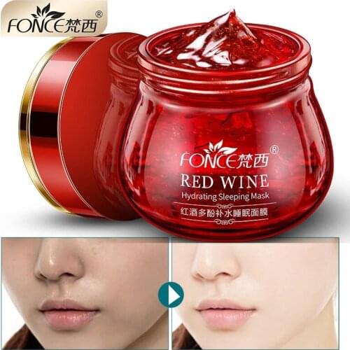 Korean Red Wine Essence Sleeping Facial Mask Whitening Cream Moisturizing Gel Night Cream Aging Nutrition Brighten Face 100g
