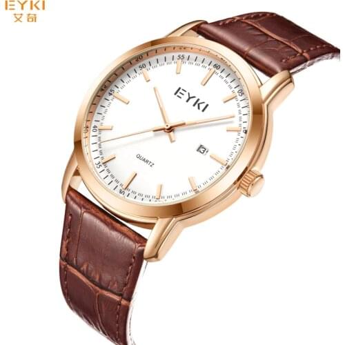 EYKI 1151 Luxury Quartz Watch Men Women Casual Wristwatch Lovers Watches Leather Watchband Clock Male relogio masculi 2019 News
