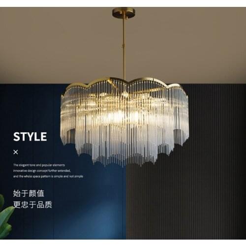 French Crystal Light Luxury Modern Minimalist Tassel Hotel Villa Club Living Room Dining Bedroom Pendant Lamps AC110-240V
