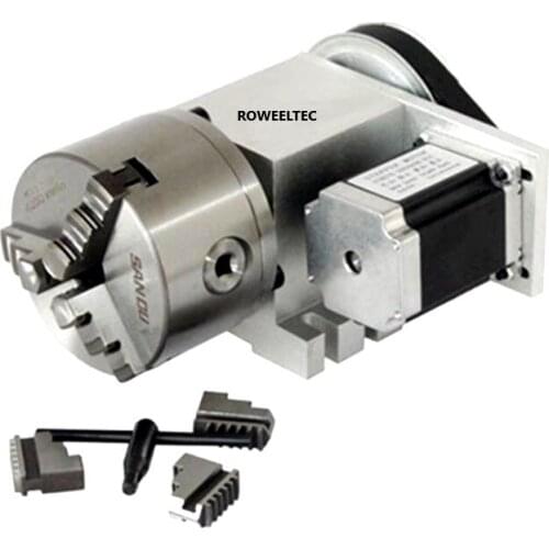 CNC Router Rotational Axis, the 4th Axis, A axis for the engraving machine,100mm 3-jaw Scroll Chuck (With harmonic gear box) ATT