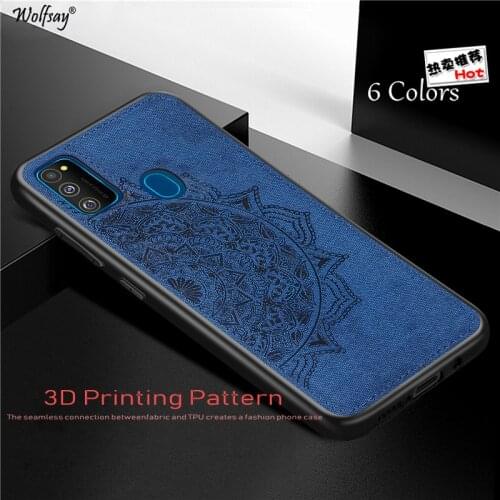Cotton Fabric Case For Samsung Galaxy M21 Case Cloth Magnetic Silicone Bumper Phone Case For Samsung M21 Cover For Galaxy M21
