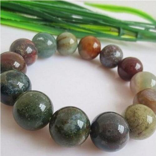 12mm Indian agate Gemstone Mala Stretchy Bracelets Cuff Fancy Handmade Elegant Meditation Wrist