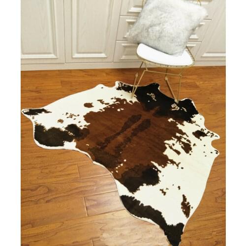 Cowhide Area Rug Feet Large Tricolor Cowskin Cow Hide Leather Carpet Animal Mats 4.6'X4.4