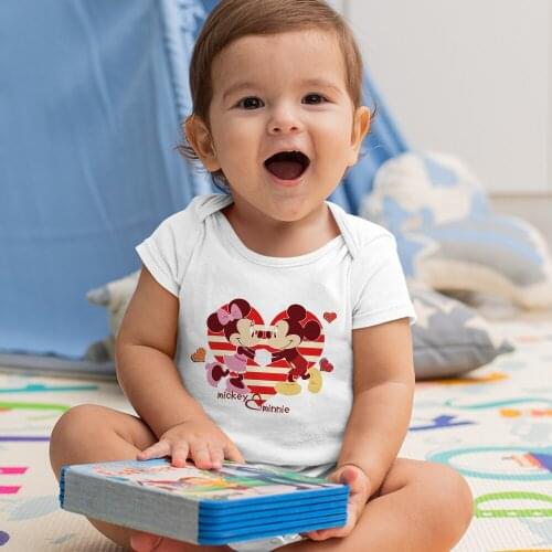 Summer Mickey And Minnie Mouse Printing Newborn Clothes Kawaii Casual Modern Harajuku Dropship Disney Baby Bodysuits 0-24M Trend