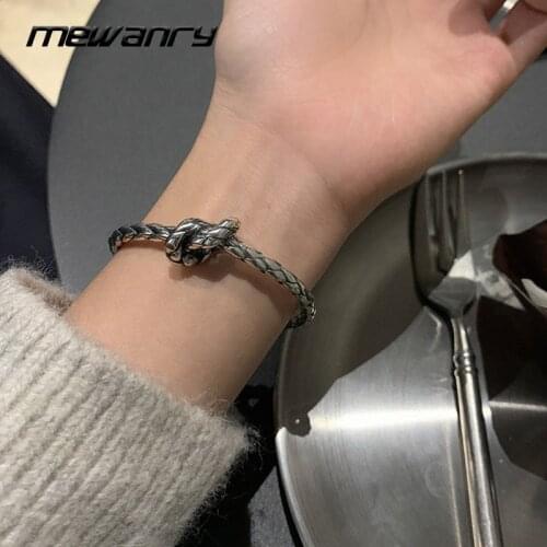 Mewanry 925 Sterling Silver Bracelet for Women New Trend Vintage Creative Design Handmade Woven Twist Knot Jewelry Party Gifts