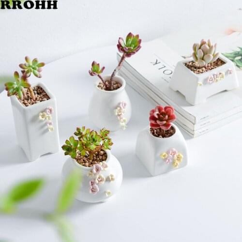 Mini Ceramic Flowerpot Creative Fleshy Small Pots for More Meat Plants Flowers Table Home Garden Decor Planters Containers