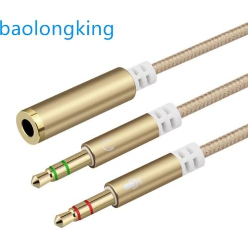 Mobile phone headset to computer one-in-two adapter cable
