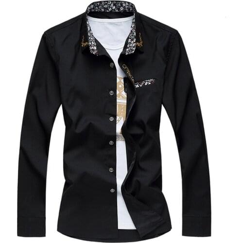 Mens Royal Blue Dress Shirts 2021 Brand Banded Mandarin Collar Shirt Male Long Sleeve Casual Button Down Shirt with Pocke