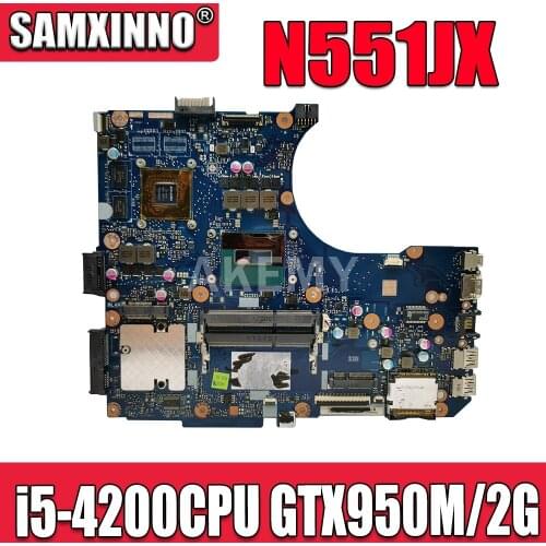 N551JX/N551JK Motherboard i5-4200CPU GTX950M/2G For ASUS G551JX N551JX G551J N551J Laptop Motherboard N551JK Mainboard test 100