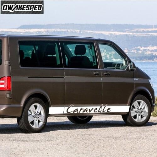 For-Volkswagen Caravelle T5 T6 Car Door Side Skirt Stripes Racing Sport Sticker Auto Body Customized Vinyl Decals Car Styling