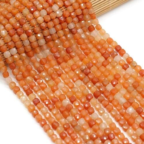 5mm Natural Semi-Precious Stones With Irregular Faceted Square Red Aventurine Spacer Loose Beads for Jewelry Making DIY Bracelet