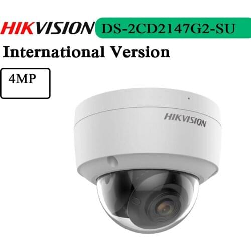 New English Version Free Shipping 4 MP ColorVu Fixed Dome Network Camera DS-2CD2147G2-SU Bulit-in Mic