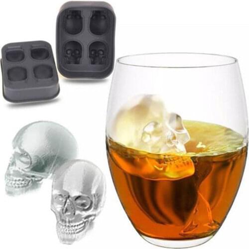 2020 Newest Hot Skull Shape 3D Ice Cube Mold Maker Bar Party Silicone Trays Chocolate Mold Gift Ice Cream Tools